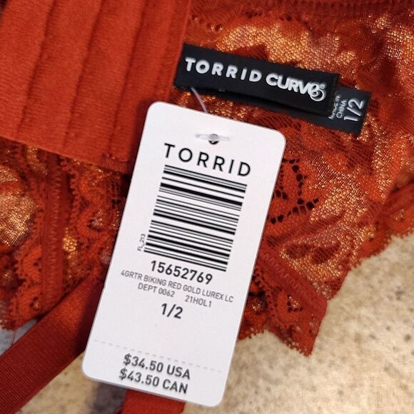 Torrid Biking Red Gold Lurex Garter Plussize 1X | 2X (14- 20) NWT - Picture 11 of 16